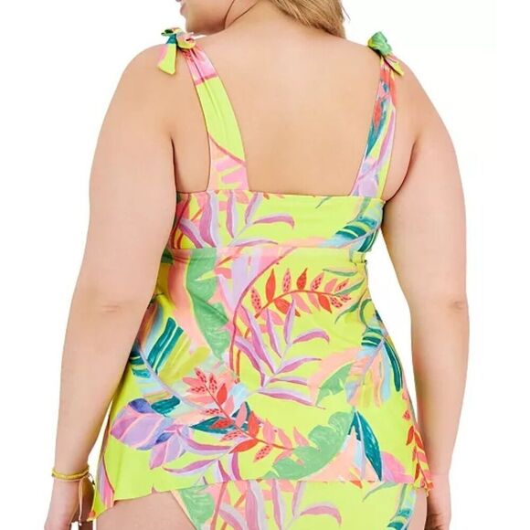 BECCA Costa Bella Tankini Tropical Swim Top Colorful Womens Plus Size 1X (16-18) - Picture 2 of 7
